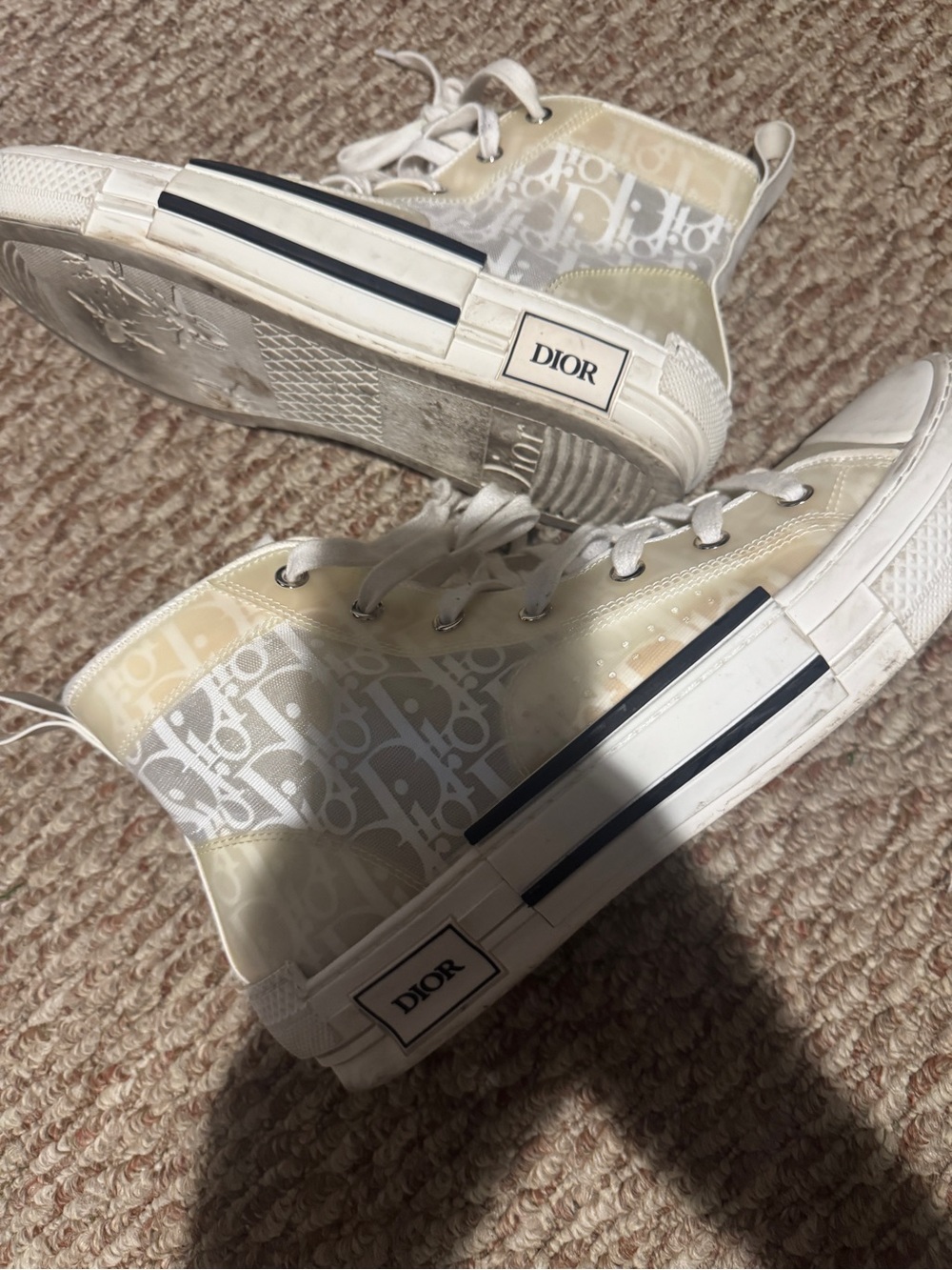 Size 41 Dior Cream & White Oblique High-Top Sneakers